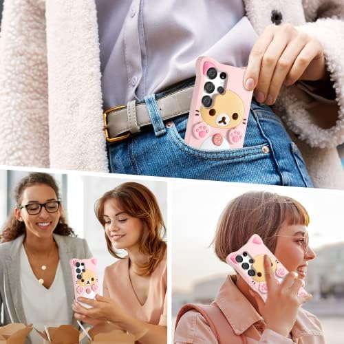 STSNano Kawaii Telefon tok Samsung Galaxy S22 Ultra 5G 6.8 3D-s Aranyos Rajzfilm Medve Telefon Esetében a Nők, Lányok, Gyerekek