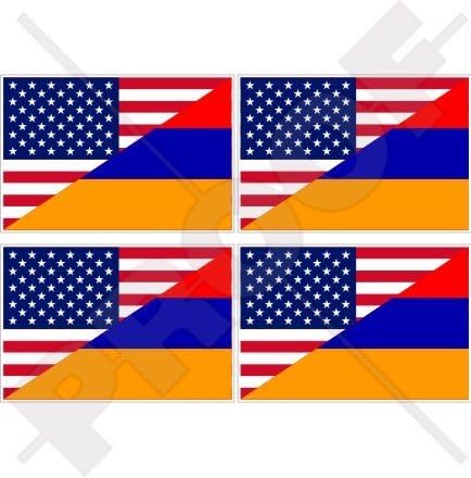 USA-Amerikai Egyesült Államok & ÖRMÉNYORSZÁG Zászló, Amerikai & örmény 2 (50 mm) Vinil-Lökhárító-Sisak Matrica, Matricák