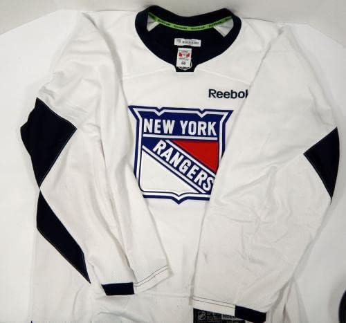 A New York Rangers Játék Használt Fehér Gyakorlat Jersey Reebok 58 DP32415 - Játék Használt NHL-Mezek