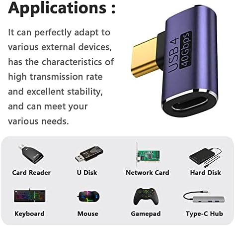 DKARDU 4Pack derékszögű USB-C C-Típusú Adapter, a Férfi-Nő Adapter 40Gbps PD 100W USB-C Adapter a Mobil Telefon, Laptop,