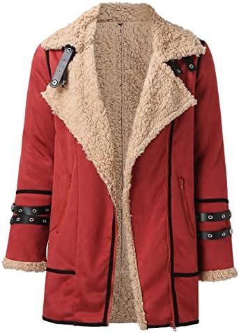 A Nők Plus Size Téli Kabát Hajtókáját Gallér, Hosszú Ujjú Párnázott Műbőr Kabát Sűrűsödik Kabát, Báránybőr Kabát