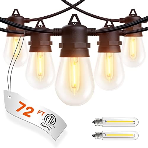 addlon 72FT(2-Pack*36FT) LED Kültéri String Lámpák 24 Edison Vintage Törhetetlen Izzók, Kereskedelmi Minőségű Kerti Lámpák,