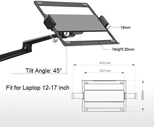 OL-3T Alumínium 3 az 1-ben Állítható Magasságú Asztali Dual Kar 17-32 colos Monitor Tartó+10-17 hüvelykes Laptop Állvány