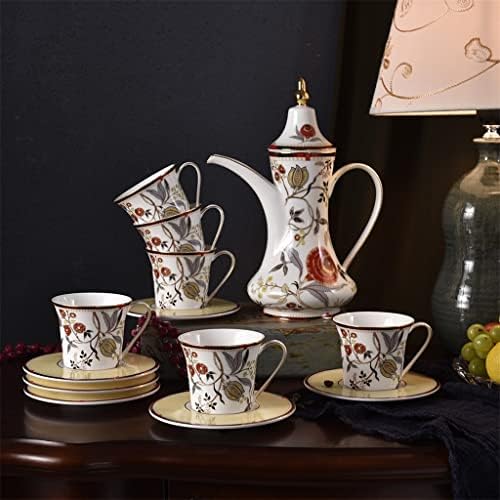 ZHUHW Európai Szüreti virágmintás Kerámia Kávés Készletek Csésze Csészealj Pot 15 DB Finom Csont Kínai Tea Ajándék Szettek