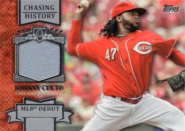 Autogramot Raktár 687874 Johnny Cueto Játékos Kopott Jersey-I Javítás Cincinnati Reds 2013 Topps Történelmet Nem.CHRJC Baseball