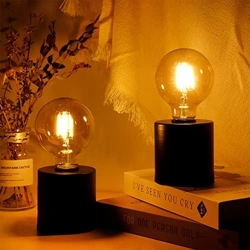 JHY DESIGN Készlet 2 Fekete asztali Lámpa elemes 7 Magas Vezeték nélküli Lámpa Fényt Edison Stílus Izzó elemes Nagy Nappali