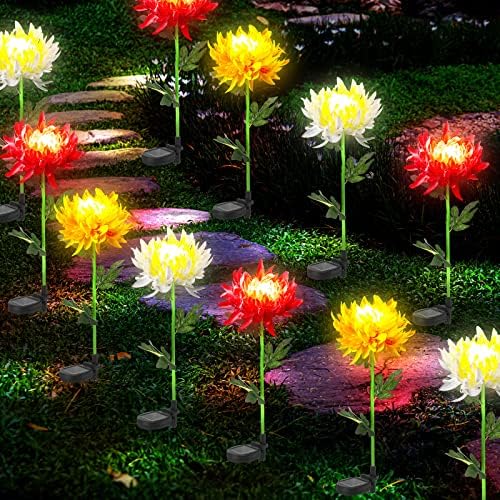 12 Db Solar Virág Lámpák Vízálló Kert, Kerti Krizantém Led Lámpák Dekoratív Virágokat Tét Fény Otthon, Kertben, Út, Terasz,