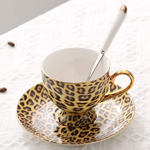 Kerámia teáscsésze Meghatározott,6.8 oz Csésze Tea a Reggeli Kávé Délutáni Tea-Leopárd Minta