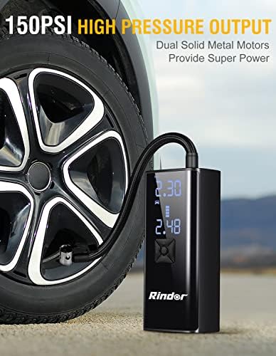 Rindor 150 PSI Gumiabroncs Inflator Hordozható Kompresszor, Bluetooth-Aux 3,5 mm-es Bluetooth Adapter autó
