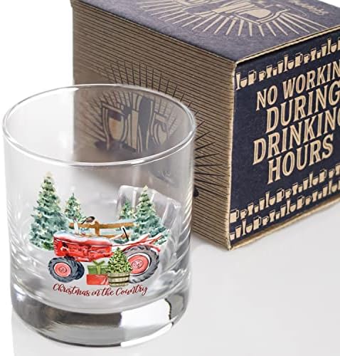Pirított Mesék Boldog Karácsonyt Traktor Karácsonyi ivópohár | 11 oz Bourbon Whiskey Rock Üveg | Újdonság Karácsonyi Whiskey