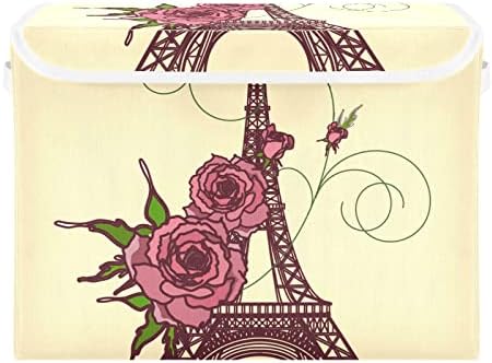 innewgogo Eiffel-Torony Tárolók szemhéjakkal a Szervező Nagy Összecsukható Tárolók fogantyúval Oxford Szövet, Tároló Kocka