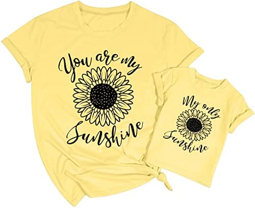A Mama pedig Mini Napraforgó Tshirt baba-mama Egyforma Pólók Felsők Anya-Lánya Ajándék Ing, Nyári Napsugár Póló