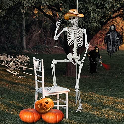 SUNREEK hasznát vehetjük Halloween Csontváz - Halloween Teljes Test Csontváz Csontjai Mozgatható Ízületek Halloween Dekoráció