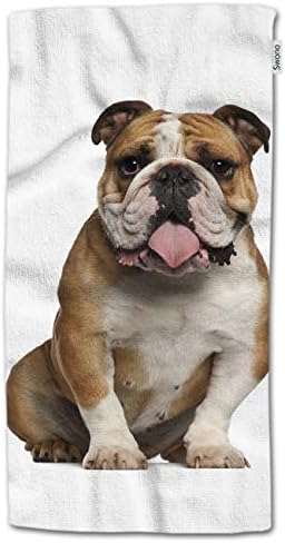HGOD MINTÁK Bulldog kéztörlő,Vicces angol Bulldog Ül Szemben, Pamut, Puha, Fürdő Törülközőt Fürdőszoba, Konyha Hotel