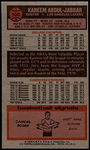 1976 Topps Rendszeres (Kosárlabda) kártya100 Kareem Abdul-Jabbar, a Los Angeles Lakers Jó Minőségű