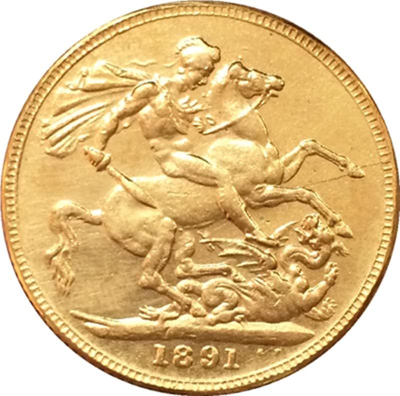 1891-Ben A Brit Érmék Tiszta Réz Aranyozott Antik Ezüst Érme Kézműves Gyűjtemény