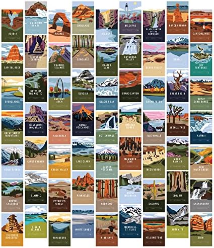 Pop Diagram | Nemzeti Parkok Fal Kollázs Készlet | 63 Db 4 x 6 Művészi Nyomatok | Track Utazik, hogy Minden Nemzeti Parkban,