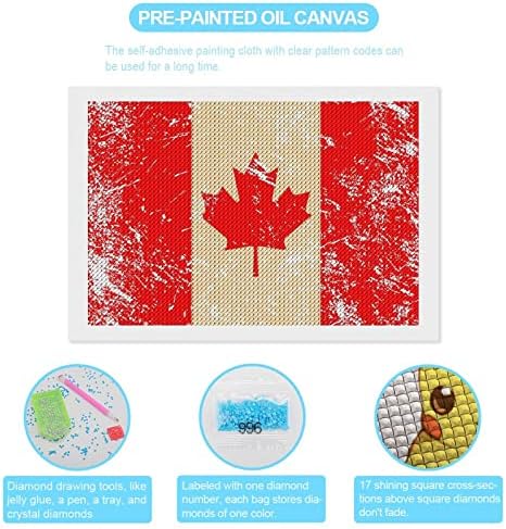 Kanada Retro Zászló Gyémánt Festmény Készletek 5D DIY Teljes Gyakorlat Strasszos Művészeti Fali Dekor Felnőtteknek 8x12
