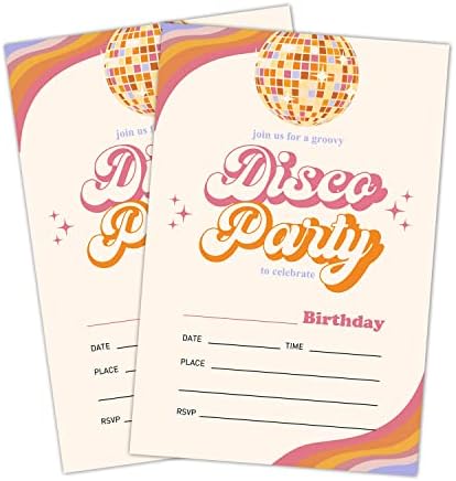 LWBEO Bohém Disco Születésnapi meghívók, Retro Disco Party Felkéri, a Gyerekek Boldog Születésnapi Party Dekorációk, Kellékek,