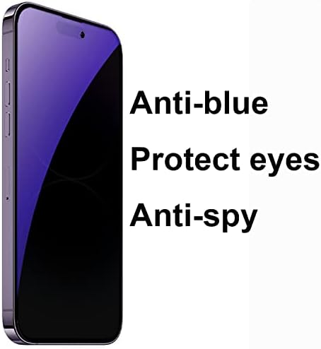 BWEDXEZ 3 DB Anti-Kék Adatvédelmi Edzett Üveg Ruha iPhone 14 Pro Max Anti-Spy képernyővédő fólia Anti-Kukkoló Film 9H Keménység