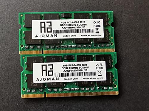 AJOMAN 8 GB (2 x 4 GB) PC2-6400S DDR2-800 200PIN SoDIMM Laptop RAM Non-ECC nem pufferelt 1.8 V CL6 Notebook Memória