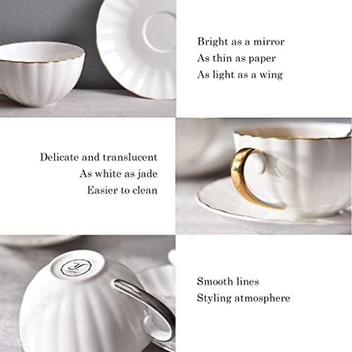 Fehér Tea Csésze, Valamint Csészealjak Készletek (7oz), Arany/Ezüst Berendezés, Brit Kávés Csésze, Porcelán Teás Készlet,