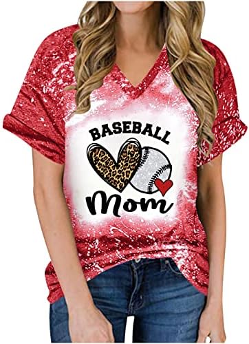 Baseball Anya Pólók Női Vicces Mama Grafikus Póló Anyák Napja Betű Nyomtatás Póló Női Rövid Ujjú, V-Nyakú Póló