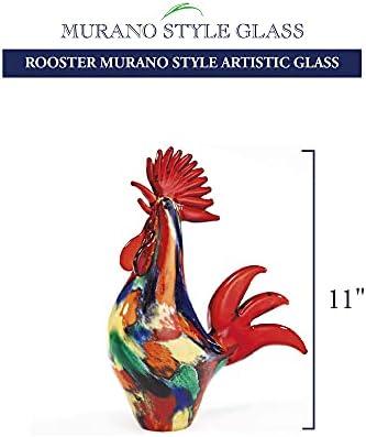 Badash Murano-Style Art Glass Kakas Figura - 11 Magas, Dekoratív, Művészi Üveg Száját Értékű Szobor - Színes, Kézzel Készített