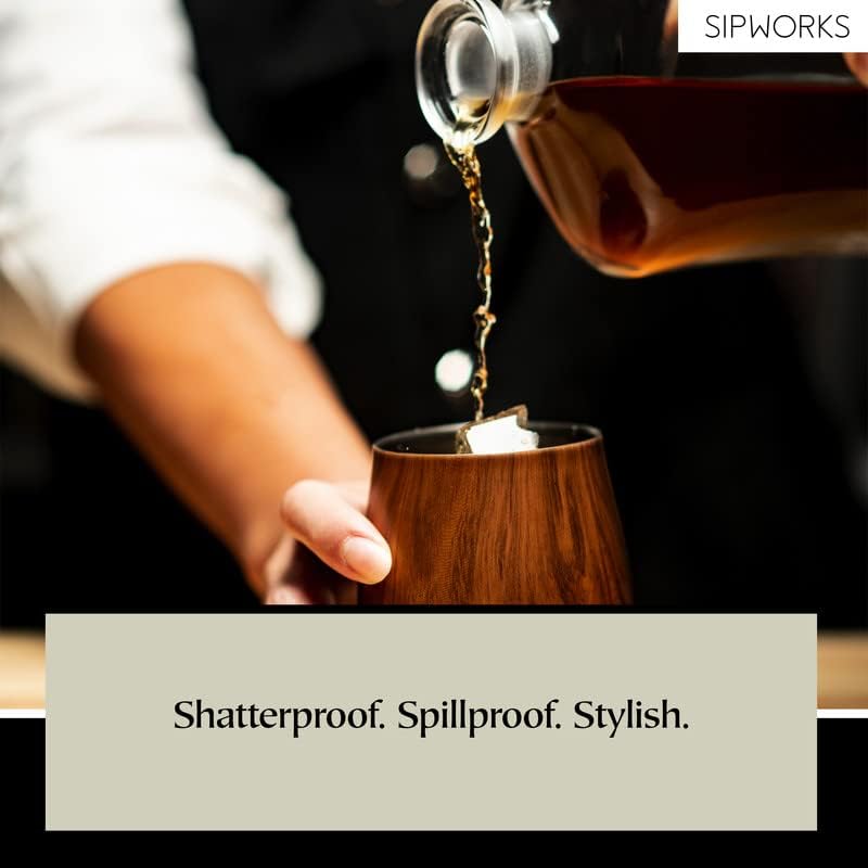 Sipworks Rozsdamentes Acél Akrobata - 8 oz Whiskys Pohár Levehető Fedél & duplafalú Vákuum Szigetelés - Szivárgásmentes,