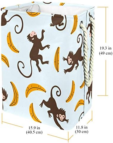 Szennyesben Boldog Majmok Sárga Banán Minta Összecsukható Vászon Szennyes Tároló Kosár fogantyúval, Levehető Zárójelben Jól