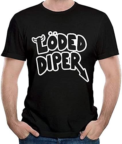 OKFDYIDSTP Férfi Vicces loded diper Alkalmi Stílus Kocogás Fekete Rövid Ujjú T-shirt