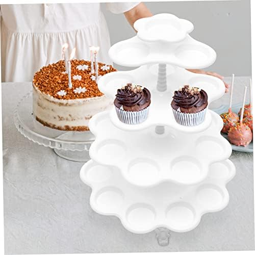 Cabilock 3pcs Cupcake Műanyag Esküvői Fehér Pite Tier Sütemény, Tea, valamint Előétel Állni Kijelző Z Zuhany Rack Fa Tartót