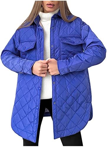 A Nők Pakolható Le Steppelt Kabát Könnyű Puffer Kabát Téli Divat Hajtóka Gombot Közepes Hosszúságú Egyszínű Outwear