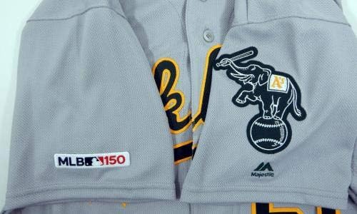 2019 Oakland Egy Atlétika Mike Fiers 50 Játék Kiadott Szürke Jersey-150 P 1549 - Játék Használt MLB Mezek