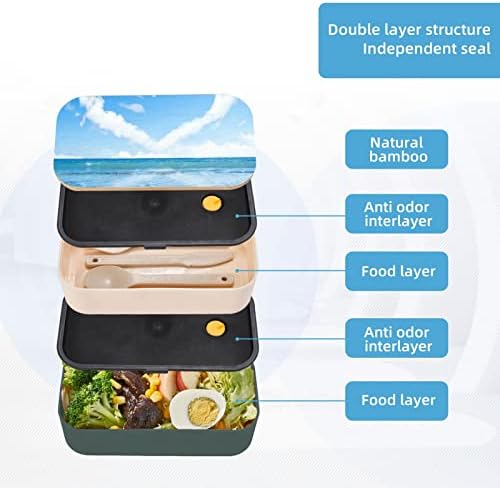 Szív Alakú Romantikus Tengerparti Ebéd Bento Box Korszerűsített Állítható Pánt,Összerakható Újrafelhasználható Szivárgásmentes