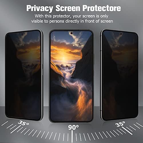[2+2Pack] Galaxy S23 5G Adatvédelmi képernyővédő fólia+Kamera Lencséjét Védő Fólia, Anti-Spy,9H Keménység, Teljes Lefedettség,Buborék