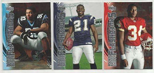Három 2007-es Felső szint Újonc Kizárólagosságért fotózás Flashback NFL-Foci Lap - Julius Peppers RPS13 - LaDainian Tomlinson
