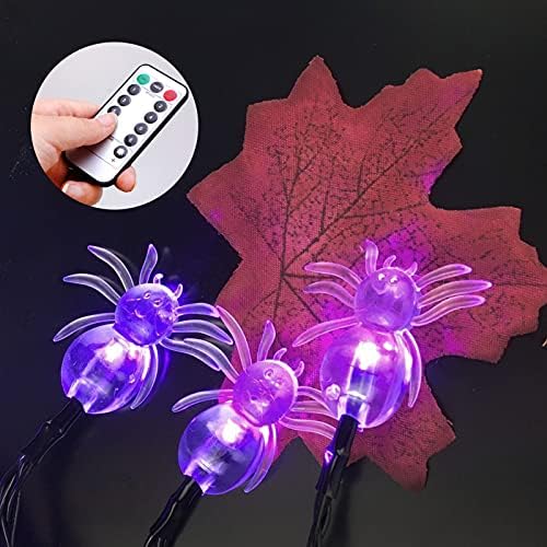 Halloween pók String Fények, 20 LED-es 10ft elemes 8-Mód flickeing IP44 Vízálló Halloween Tündér Fények, Hajlékony Réz Drót