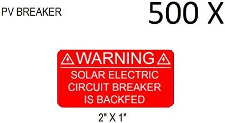 500 Prémium UV Ellenálló Napenergia FOTOVILLAMOS Biztonsági Figyelmeztetés Fotovoltaikus Rendszer Címkék PV BREAKER