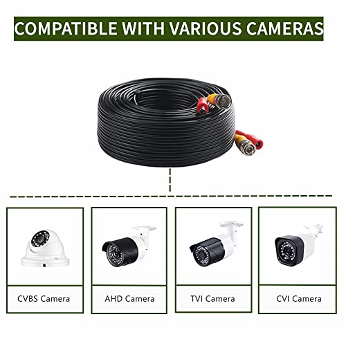 FITE A 150ft Fekete CCTV BNC Video hálózati Kábel Kompatibilis a DVR Megfigyelő Biztonsági Kamera Wire Kábel