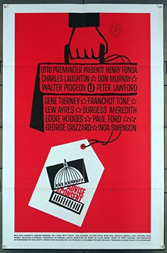 Tanácsolom, Valamint Hozzájárulása (1962) Eredeti USA-ban Egy-Sheet Film Poszter 27x41 Hajtogatott Nagyon Jó Állapotban,