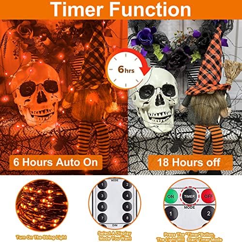 3 Állítsa be Narancs Halloween Fények, Távirányító Időzítő 8 Üzemmódok Összesen 180 LED 59 Ft Akkumulátor, Vízálló Doboz