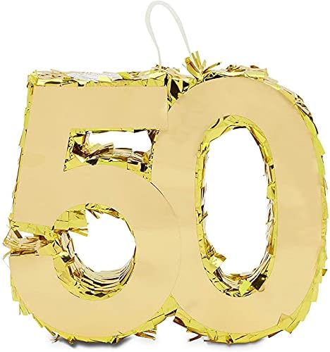 Mini Száma 50 Piñata 50 Születésnap, Évforduló, Arany Fólia (7.4 x 6,2 x 2)