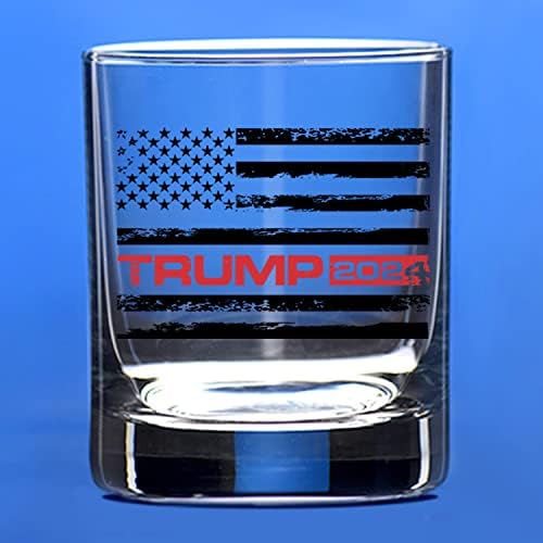 Hazafiak Barlang Trump 2024 Amerikai Zászló Fekete | 11 oz Bourbon Whiskey Rock Üveg | Régimódi Whiskey Kóstoló Poharat A