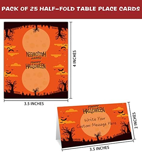 Halloween Táblázat Hely Kártya, 25 Db Sátor Stílus Kártyák Beállítása a Tököt, majd Szellem, Szerkeszthető Neve Kártya Asztalnál