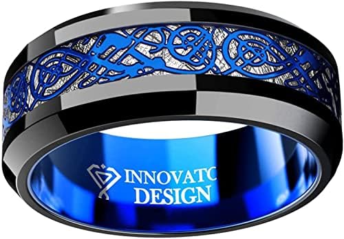 Innovato Design 8 mm-es Kelta Sárkány Wolfram Gyűrű a Férfiak - Comfort Fit Esküvői Zenekar