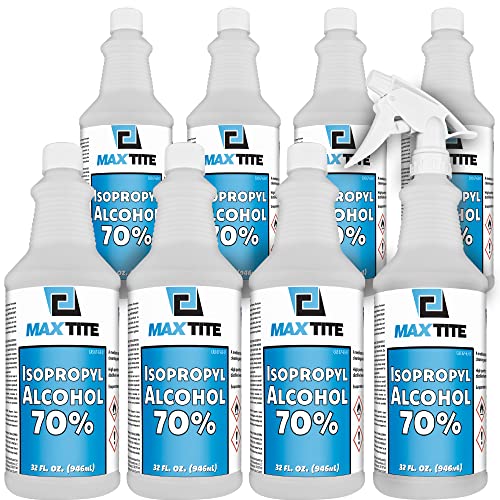 MaxTite 70% - os Izopropil-Alkohol (2 Gallon (8 Csomag, 32 fl oz) - Tartalmaz nagy teljesítményű Szórófej - Made in USA