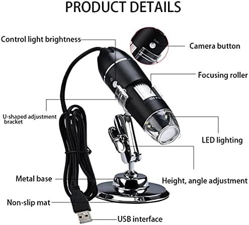 CZDYUF Állítható 1600X 3 in 1 USB Digitális Mikroszkóp C-Típusú Elektronikus Mikroszkóp Kamera 8 LED Zoom Nagyítás (Szín