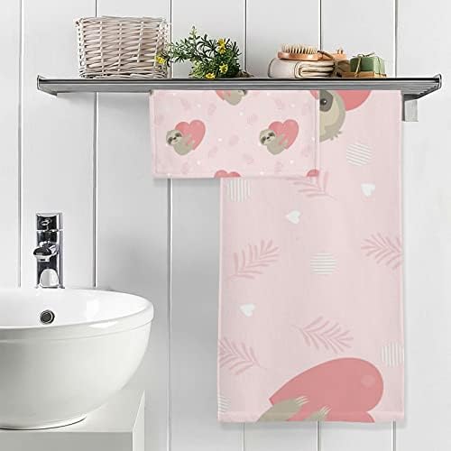 Lajhár Tartani Szív Rózsaszín Törölközőt Meghatározott Pamut Törölköző Fürdőszoba Fürdőszoba, Törölköző Szett 1 fürdőlepedő