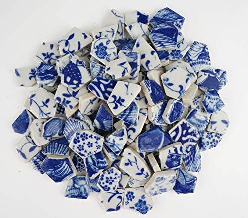 Lanyani Törött Kerámia Kína Csempe Választék Kék-Fehér Porcelán Darab Mozaik Kézműves, Fedezze 11x11 cm